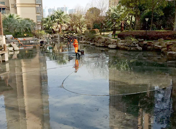 余杭景观池淤泥清理